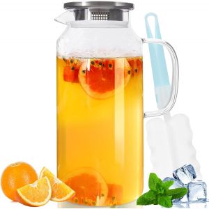 Pichet En Verre 2 L Avec Couvercle Et Cuill&egrave;re - Neuf