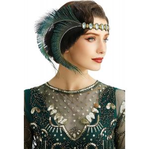 Kal-Bandeau À Plumes Style Années 20 Pour Femme Gatsby Gatsby - Accessoire De Costume De Carnaval - Neuf