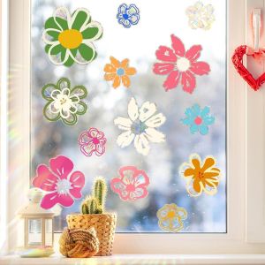 ERYI-Marguerite Autocollant Vitre Printemps Été Fleurs Anti Regards Film Fenêtre Film Arc En Ciel Électrostatique Vitre Stickers Décoratif Anti Collision Pour Fenêtre Maison Verre Porte Décoration - Neuf