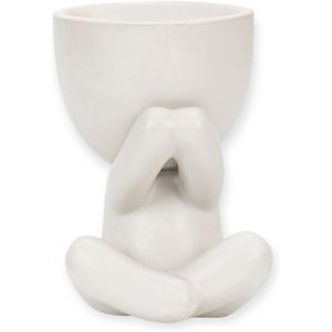 lbgwp60-Pot De Fleurs Et Bougeoir 2 En 1 En Forme Humaine - Mini Pot En Céramique Pour Plantes Grasses Et Bougies Chauffe-Plat - Décoration Pour Salon, Bureau, Salle De Bain, Jardin Et - Neuf