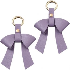 KAL-2 Porte Cl&eacute;s &Eacute;l&eacute;gant En Cuir Pu Avec Noeud Papillon Pour Voiture Petit Porte Cl&eacute;s Violet En Cuir Pour Femme Porte Cl&eacute;s &Eacute;l&eacute;gant Avec Fermoirs Pour Sac &Agrave; Main Accessoires De Sac - Neuf