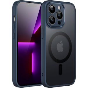 TTDAZ-Coque Magnétique pour iPhone 13 Pro Max 6,7 Pouces Compatible avec MagSafe, Etui Translucide Mat Arrière Housse Protection Complète de l'Objectif de Caméra Fine Antichoc (Marine) - Neuf