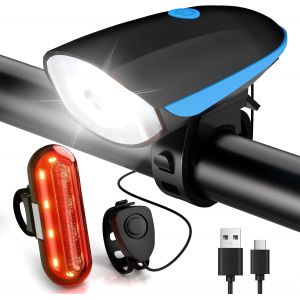 Subzonal-Led Lampe V&eacute;lo &Eacute;clairage V&eacute;lo Usb Rechargeable Lumi&egrave;re V&eacute;lo Avant Et Arri&egrave;re Phare De V&eacute;lo &Eacute;tanches Pour Cyclysme Vtt, Bicyclette, V&eacute;lo, V&eacute;lo &Eacute;lectrique (Avec Klaxon) - Neuf