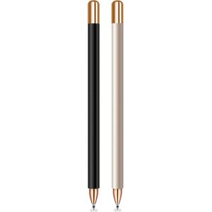 Stylet Universel 2 En 1, Stylet Pour Tablette Avec Capuchon Magnétique Et Pointe De Remplacement, 100% Compatible Avec Toutes Les Tablettes Tactiles (Noir Champagne + Or Champagne) - Neuf