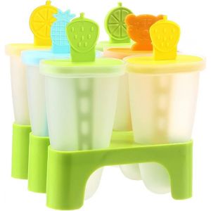 Eryi-Lot De 6 Diy Moule Glace À L'eau Avec Batonnet, Moules À Popsicle En Silicone Sans Bpa, Pour Popsicles, Crèmes Glacées, Sorbets Nourriture - Neuf