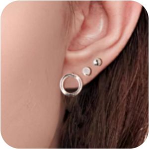 Kal-3/4/5 Paires Boucles D'oreilles Femme Argent 925, Ensembles Cr&eacute;oles Mini Pour Piercing Multiple, Boucles D'oreilles Huggie Cartilage, Hypoallerg&eacute;nique, Plaqu&eacute; Or 14 Carats - Neuf