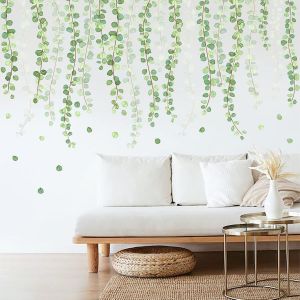 Sticker Muraux Plantes Vertes,Sticker Muraux Vigne D'eucalyptus,Pour D&eacute;coration Salon,Couloir,Chambre,Bureau,Chambre D'enfant,Salle Bain - Neuf