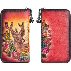 Portefeuille Femme Grande Capacite Femme Portefeuille Cuir Porte-Monnaie,Porte Feuille Pour Femme Pour Dames(Rouge) - Neuf