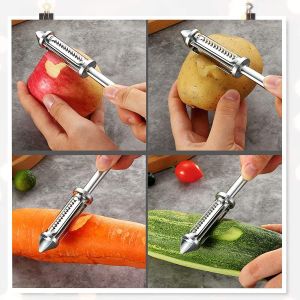 &Eacute;conomique de Pomme et de Carotte &Eacute;plucheur avec Pendule - 3 en 1 &Eacute;plucheur &agrave; Julienne Double Ar&ecirc;te de Coupe Couteau &Eacute;plucheur, Adapt&eacute; pour l'&Eacute;pluchage, de D&eacute;chiquetage et de Tranchage - Neuf