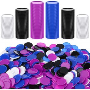 400 Pi&egrave;ces 1 Pouce Jetons De Poker En Plastique 4 Couleurs Petits Compteurs D'apprentissage Carte &Agrave; Puces Vierges Pour Jouer Au Jeu Apprentissage De Math&eacute;matiques (Violet,Bleu,Noir,Blanc) - Neuf