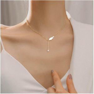 Kal-Collier Boho Cristal Y Lariat Collier Aile D'ange Y Collier Ras De Cou Aile D'or Collier Pendentif Cristal Teardrop Cz Collier Cha&icirc;ne Bijoux Pour Femmes Et Filles - Neuf