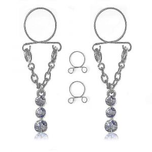 Clip Non Pierced Anneau De Mamelon R&eacute;glable Body Jewelry 1 Paire - Neuf