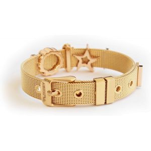 Ensemble &laquo; Oceanlover &raquo; | Bracelet &Agrave; Breloques Avec 3 Breloques &iquest; Coquillage,&Eacute;toile De Mer,Hippocampes | Bracelet En Maille D'acier Inoxydable Pour Femme | En Or,Or Rose Et Argent - Neuf