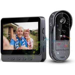 JEXNOVASHOP-Sonnette sans Fil Exterieur Etanche avec &eacute;cran IPS de 4.3 1080P Sonnette sans Fil avec Camera IP69 Visiophone Audio Bidirectionnel &eacute;tanche Cam&eacute;ra HD 170&deg; Interphone Vision Nocturne Infrar - Neuf