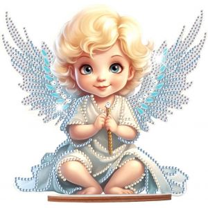 Ayuhr-Diamond Painting Ornement De Table Diamant Painting Décoration De Table Peinture Diamant Ornement De Bureau Diamond-Painting Sur Socle Point De Croix Kit Broderie Puzzle Ange - Neuf