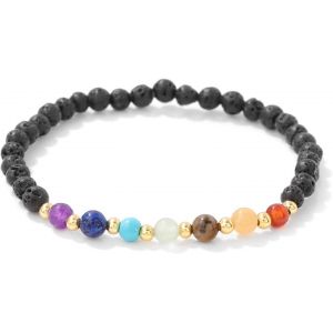 Eryi-Bracelet Chakra Pour Femme, Élastique Bracelet 7 Chakras Pierre Naturelle 4mm Naturelle Bracelets Perles Bracelets Pierres Naturelle Pour Femme Fille - Neuf