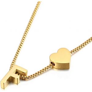 Kal-Collier &Agrave; Pendentif Initiale En Or, Pendentif Exquis Lettre A-Z Personnalis&eacute;bijoux F&eacute;minins Minimalistes Collier Lettre A-Z - Neuf