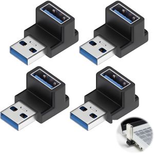 KALANKA-Lot de 4 adaptateurs USB 3.0 à angle droit - Adaptateur 3.0 type A mâle vers USB-A femelle - Prend en charge le transfert de données OTG de chargement 3 A, compatible avec tous les - Neuf