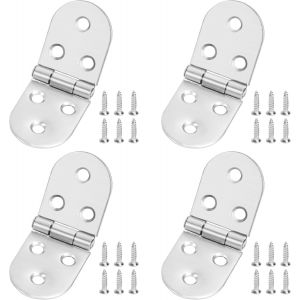 Charnière Flip Pliable Alliage Zinc, 4 Pezzi Charnière Inox Et Vis, Rondes Charnières De Table Rabat, Robustes Petite Charnière Plate Pour Table Pliante, Porte De Placard, Trappe[MAT791237] - Neuf