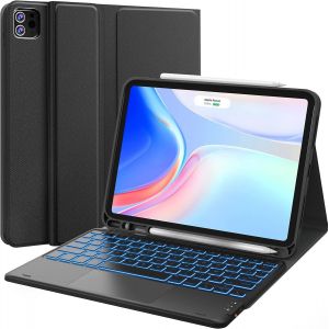 Clavier Ipad Air 11 Pouces (M3/M2), Smart Trackpad, Eclairage 7 Couleurs, 2 Canaux Bt, Détachable Sans Fil Coque Clavier Ipad Pro 11(4/3/2/1 Gen.) & Air 5/4, Noir - Neuf