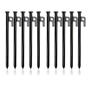 Heavy Duty En Acier Forgé Piquets De Tente (10 Pcs), 30cm De Camping Enjeux Avec Des Crochets, Sol Dur, La Sécurisation Des Clous Pour Tente, Bâche, Plage, Jardin, - Neuf