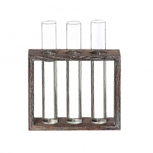 1PC vase en verre hydroponique transparent tube vase en verre hydroponique décoration créative arrangement floral conteneur antique cadre en bois tube à essai va - Neuf