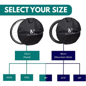 Subzonal-Housse De Rangement De Sac De Roue De V&eacute;lo &Eacute;tanche | Vtt, Route Ou Gravel | 650b. 700c. 26"" 27.5"" 29"" Paire De Roues De V&eacute;lo &Eacute;tui De Voyage De Transport (Noir, 81cm (Vtt) X1) - Neuf