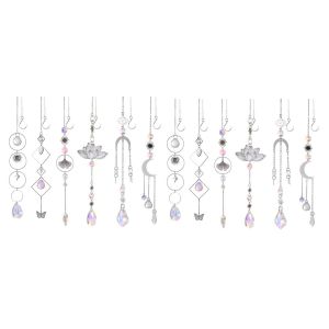 Kit de suspension attrape-soleil prismatique en strass avec 6 cha&icirc;nes color&eacute;es - Lot de 2 pi&egrave;ces - Neuf