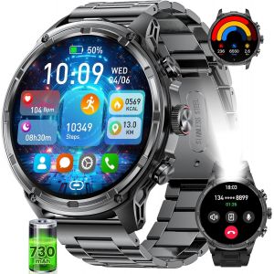 Montre Connect&eacute;e Homme Avec 1,85'' Hd Grand &Eacute;cran/710Mah Batterie/Led Lampe Smartwatch Homme Avec 120 Modes Sportifs,24/7 Moniteur De Fr&eacute;quence Cardiaque Et Sommeil Ip69 &Eacute;tanche Pour Android/Ios - Neuf