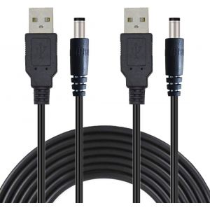 2pz 1m USB A M&acirc;le vers DC C&acirc;ble 5.5mm x 2.1mm 5V Barrel Jack Adaptateur d'alimentation pour Routeurs R&eacute;partiteur Haut Parleur Disque Dur Laptop-Noir - Neuf