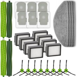 (30 Pièces) Pièces De Rechange Pour Aspirateurs Robots Irobot Roomba Combo I5+, Combo I5, Combo J5, Combo J5+, 4 Brosse À Rouleau, 6 Sacs À Poussière, 8 Filtres Hepa, 8 Brosse Laté[SSE7113797] - Neuf