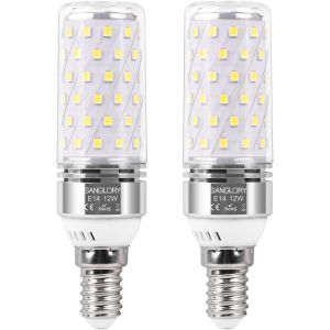 Kal-Ampoule Led E14 Blanc Froid, 12w 1350 Lumen Led Lampe Équivalent Ampoules Halogène 100w, Lumière Du Jour 5000k, E14 Led Mais À Angle De Faisceau 360°, Ac 175-265v, Non Variable, Lot De 2 - Neuf