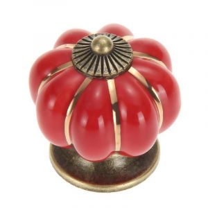 Poignée de meuble en forme de citrouille rouge, bouton de meuble, poignée de meuble, bouton de meuble, porte, céramique, porcelaine, fleur - Neuf