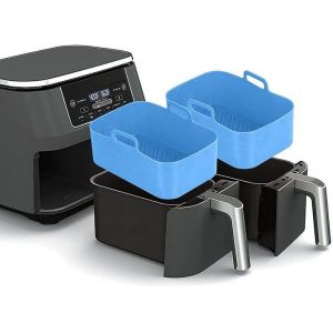 Lot de 2 pots en silicone pour friteuse &agrave; air Ninja DZ201 : panier rectangulaire, de qualit&eacute; alimentaire, r&eacute;sistant &agrave; la chaleur, facile &agrave; nettoyer - Neuf