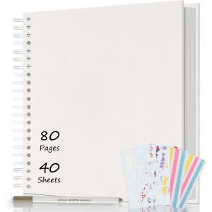 Album Photo Scrapbooking 80 Pages,Diy Album Spirale En Kraft 30,5x30,5cm,Livre D'or Pour Voyage Mariage Anniversaire,Cadeaux Pour Bebe Enfant Couple No&euml;l (Blanc) - Neuf