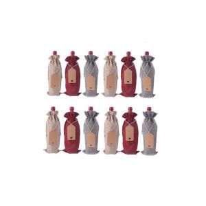 Lot de 12 sacs &agrave; bouteilles de vin avec corde et &eacute;tiquettes - Neuf