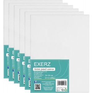 24x30cm Panneaux De Toile 6pcs, 3mm Cartons Entoil&iquest;&iquest;S, Toile &iquest;&iquest; Peindre - 280gsm, 100% Coton, Blanche, Triple Appr&iquest;&ordm;t/Sans Acide/Grain Moyen - Huile Gouache Acrylique - Neuf