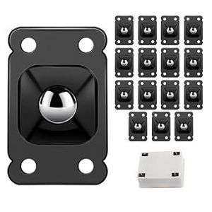 16 PCS (Noir) Mini Roulettes Roues Auto-Adhésive en Acier Inoxydable Pâte Universelle Roue de Rotation de 360 Degrés Boîte de Rangement Meubles de Bacs de Fond de la Poubelle de Lanceur de sorts - Neuf