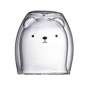 Double Paroi Verre Tasse Tasse Noël Anti-Brûlure Mignon Créatif Dessin Animé Café Thé Ours Chat Chien Animal Cadeau - Neuf