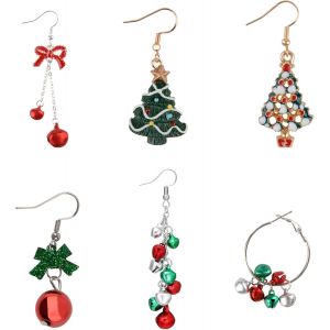 Chenquansarl-6 Paires Boucles D'oreilles No&euml;l Fantaisie Pour Femmes Et Filles - Bijoux D'oreilles Motif No&euml;l Mixte - Cadeaux De D&eacute;coration - Neuf