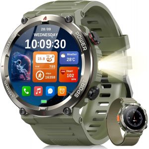 Montre Connectée Homme Femme, Illumination,Batterie 100 Jours, Écran Tacile 1.45"" Tft, Appel Bluetooth, Cardiofréquence, Analyse Sommeil, 100+ Modes Sport,Pour Android/Ios (Verte) - Neuf
