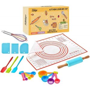 ERYI-Kit Patisserie Enfant - Vrais Ustensiles De Cuisine Enfant -19 Pieces - Accessoires Montessori - Kit Cuisine Enfant- Cadeau Enfant 3Ans, 4 Ans, 5Ans - Special Gateau, Cupcakes Et Desserts - Educ - Neuf
