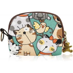 Porte-Monnaie Pour Femme En Demi-Cercle - Petit Porte-Monnaie Pour Femme Avec Motif Animal Pour Femmes Et Filles - Porte-Monnaie En Toile - Mini Portefeuille Pour Femme - Sac Avec Porte-Cl&eacute;s - Neuf