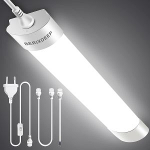 Subzonal-Reglette Led 60cm, 18w 1800lm 4000k Luminaire Plafonnier &Eacute;tanche Ip65, Connectable Tube Led Avec Interrupteur Pour Locaux Humides, Atelier, Garage, Plafond, Bureau, Hangar, Cuisine, Naturel - Neuf