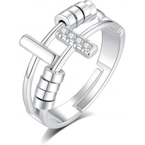 Kal-Bague Anti Stress Femme, Perles Bague D'anxiete Réglable Bague Anneau Tournant Anneau Ouvert Spinner Anxiété Fidget Pour Femme - Neuf