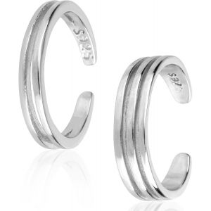 Yemaesre-2pcs Bagues D'orteil Ouvertes En Argent, 2 Styles Bagues D'orteil En Argent Sterling 925 Anti-Ternissement Minimalistes Bijoux De Pied Pour Femmes Été Plage - Neuf