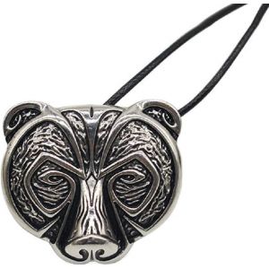 Kal-Collier Ours Pour Homme, Collier Pendentif T&ecirc;te D'ours Viking Nordique Avec Cha&icirc;ne De 19,7 Po, Collier Amulette Totem Ours Celtique, Collier Hip-Hop, Cadeau De Bijoux Ours Animal Punk Pour Hommes - Neuf