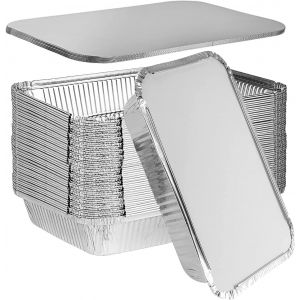 Ulteronixshop-20 Grands Barquettes Jetables Aluminium Avec Couvercle 2200ml Barquette Aluminium Avec Couvercle Pour Cong&eacute;lation,Barbecue,Cuisson Au Four Barquettes Barbecue Plateaux - Neuf