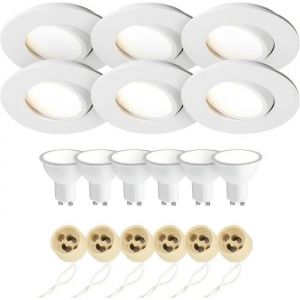 Spots Led Encastrables - Edo - Edo777860-5w4000k-801038-6pak - 6x Gu10 5,5w 4000k - Orientables - Ip44 - Neuf