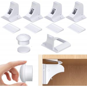 Magnétique De Verrouillage De Sécurité Pour Enfants Pour Les Enfants De 4 Pack+1 Touches De Bébé Verrouillage De Sécurité Pour Les Armoires Et Les Tiroirs Avec De La Colle Gratuit P - Neuf